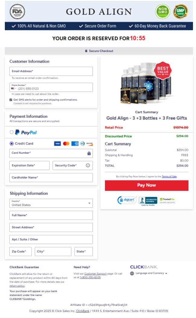 Gold Align Official Website Secure Order Page